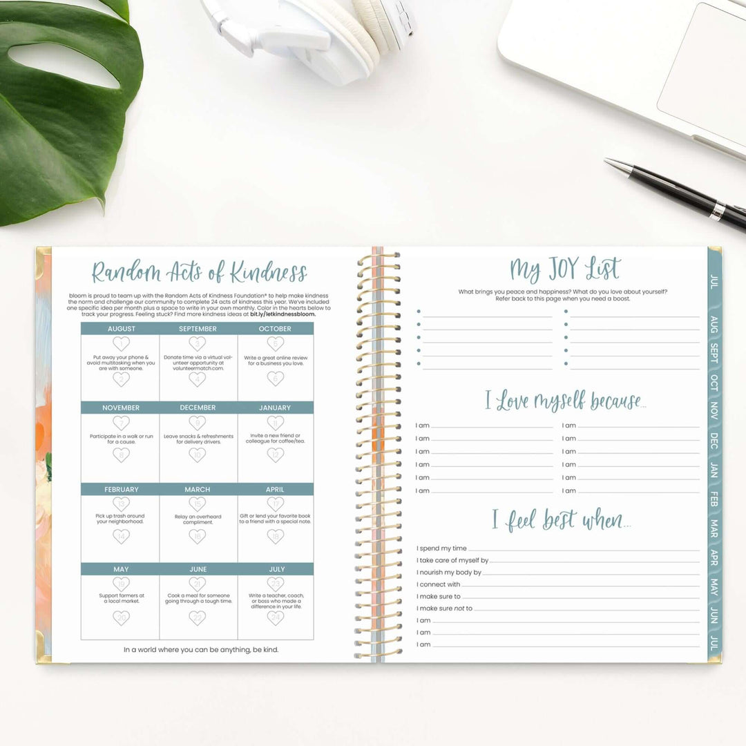 2025-26 Hard Cover Planner, 8.5" x 11", Painted Peonies