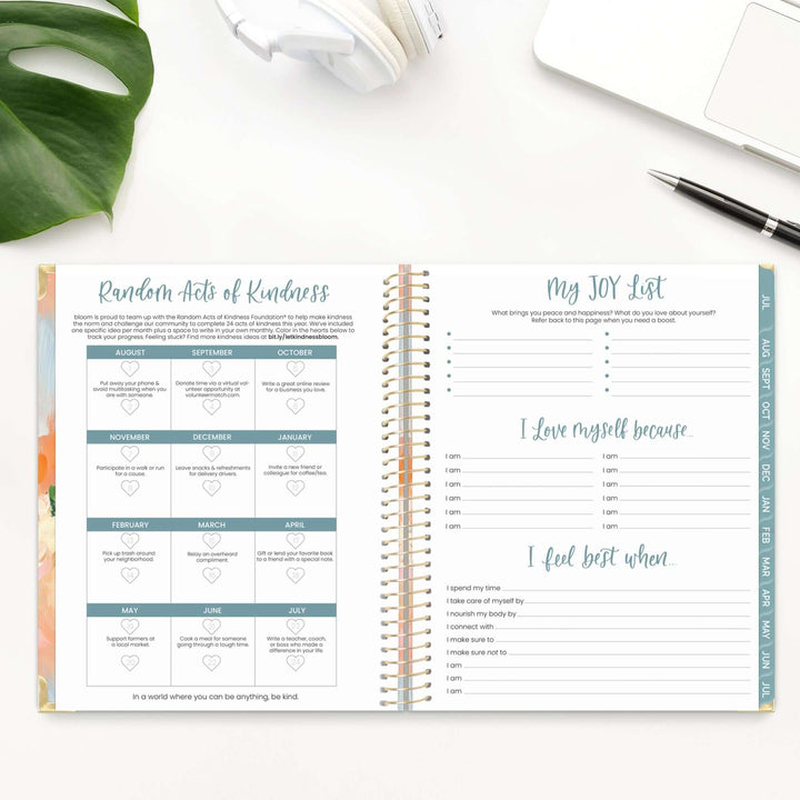 2025-26 Hard Cover Planner, 8.5" x 11", Painted Peonies