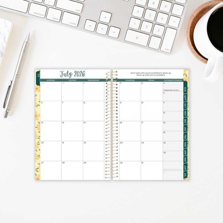 2026–27 Soft Cover Planner, 4" x 6" | Butter Yellow Daisies - bloom daily planners