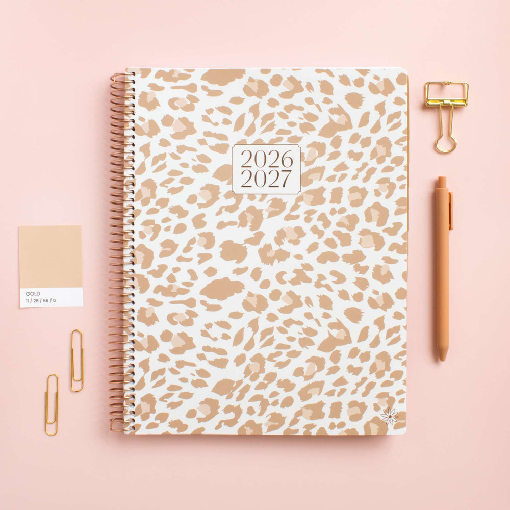2026–27 Soft Cover Planner, 8.5" x 11" | Tan Leopard - bloom daily planners