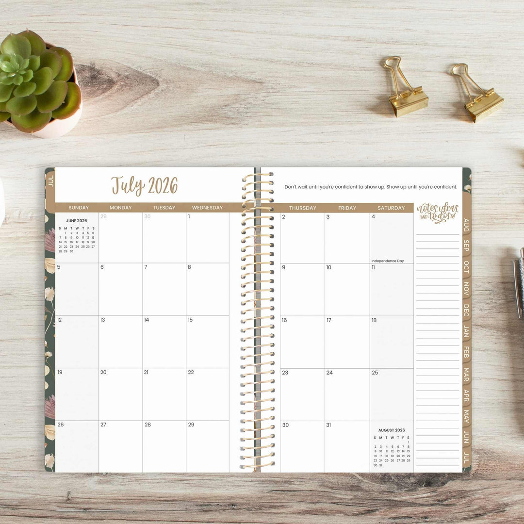 2026-27 Soft Cover Planner, 5.5" x 8.25" | Butterfly Garden - bloom daily planners