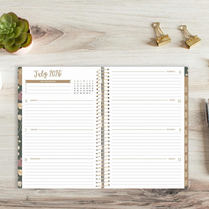 2026-27 Soft Cover Planner, 5.5" x 8.25" | Butterfly Garden - bloom daily planners