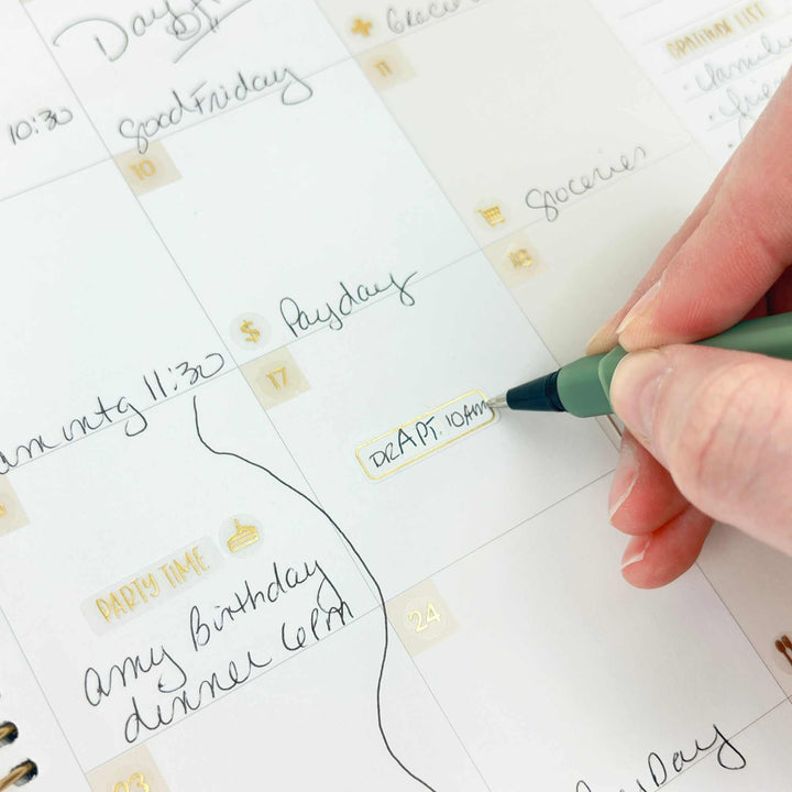 Planner Stickers | Calendar Essentials | Gold Foil on Clear - bloom daily planners