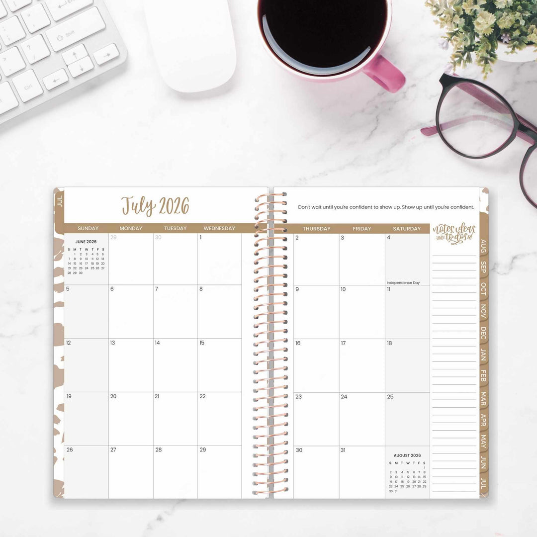 2026–27 Soft Cover Planner, 5.5" x 8.25" | Tan Leopard - bloom daily planners