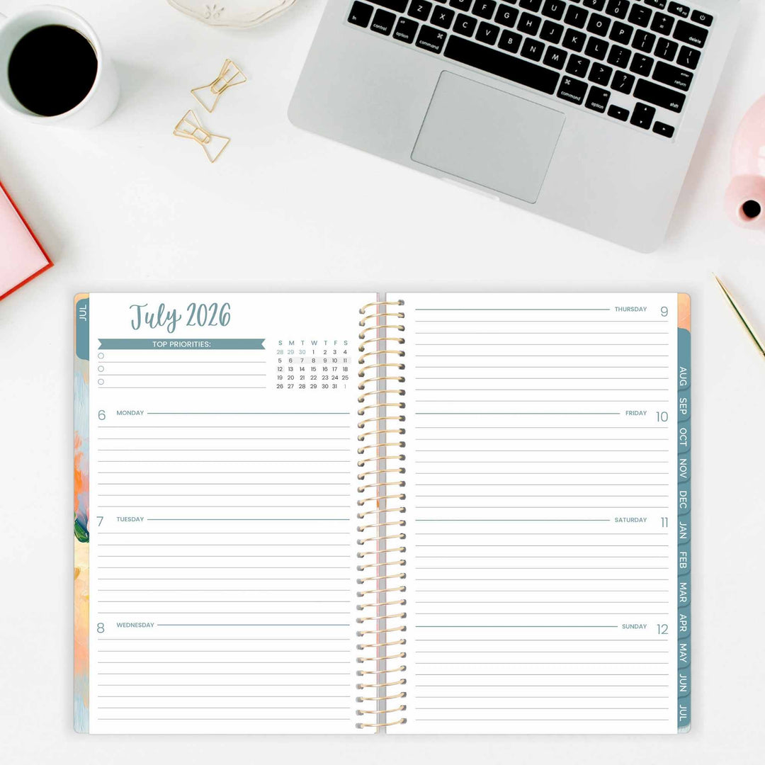 2026–27 Soft Cover Planner, 5.5" x 8.25" | Painted Peonies - bloom daily planners