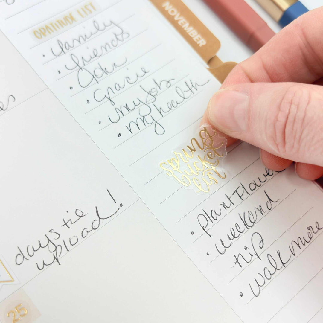 Planner Stickers | Calendar Essentials | Gold Foil on Clear - bloom daily planners