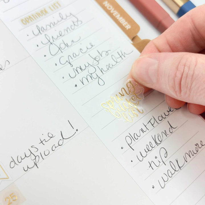 Planner Stickers | Calendar Essentials | Gold Foil on Clear - bloom daily planners