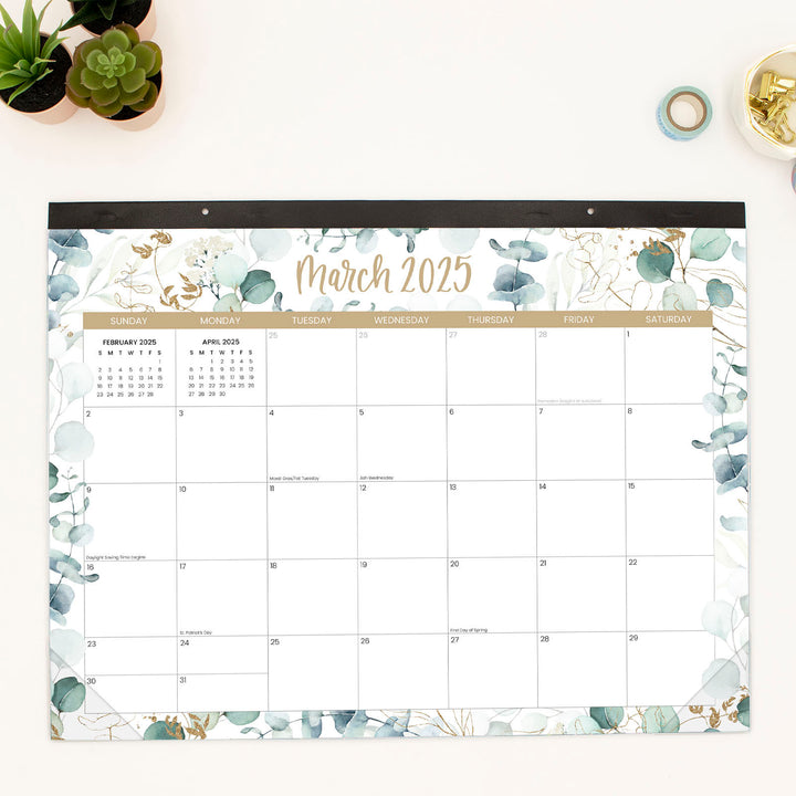 2025 Desk & Wall Calendar, 16" x 21", Greenery