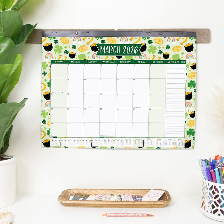 2025-26 Desk & Wall Calendar, 16" x 21", Holiday Icons