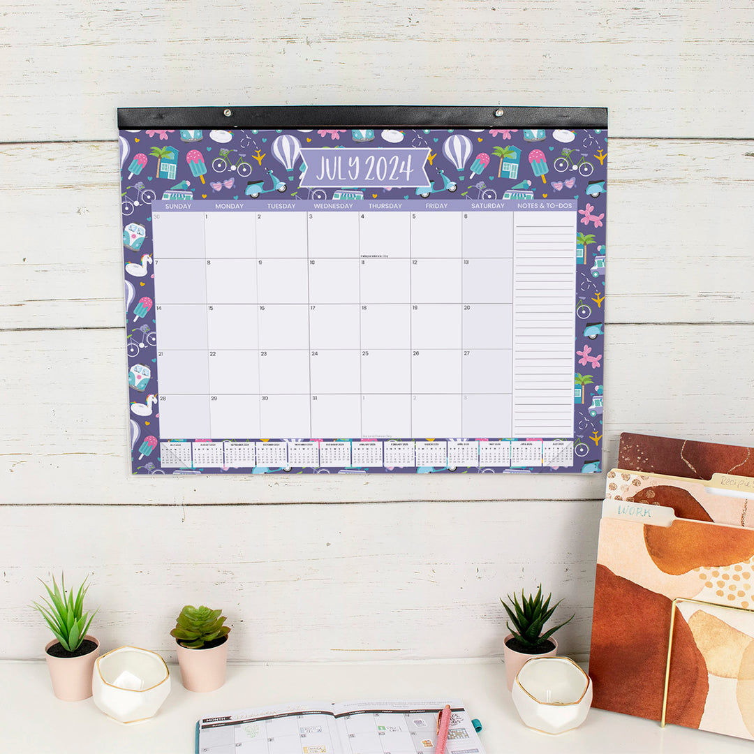 2024-25 Desk & Wall Calendar, 16" x 21", Holiday Icons