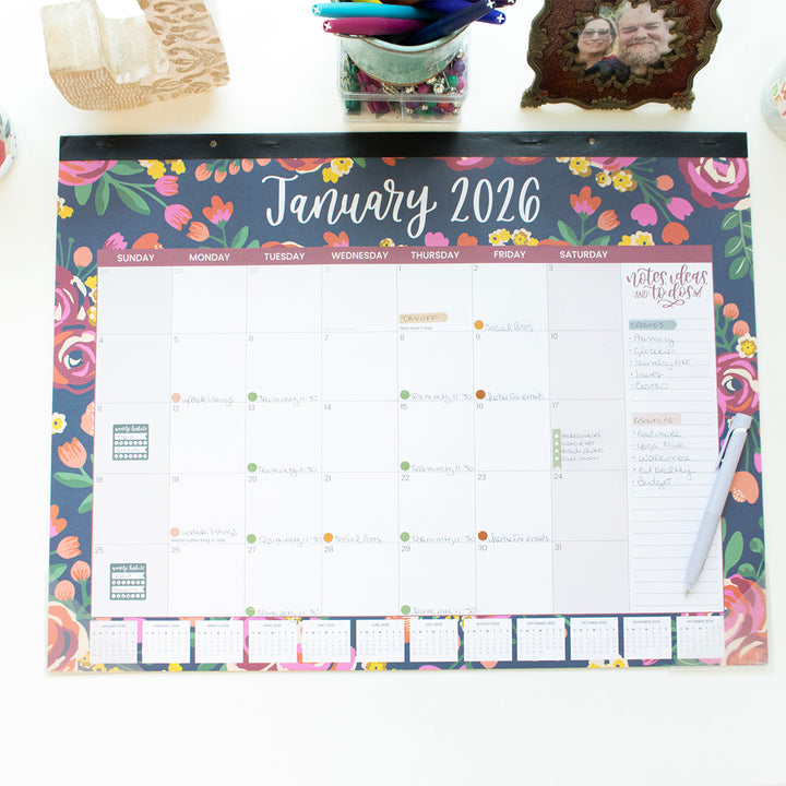 2026 Desk & Wall Calendar, 16" x 21", Vintage Floral