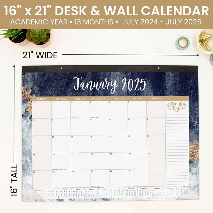 2025 Desk Calendar, 16" x 21", Watercolor