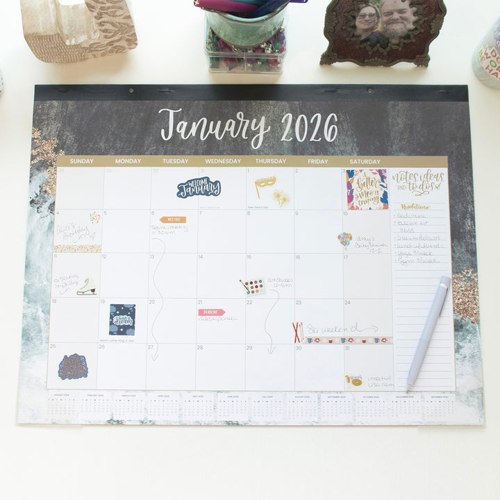 2026 Desk & Wall Calendar, 16" x 21", Watercolor