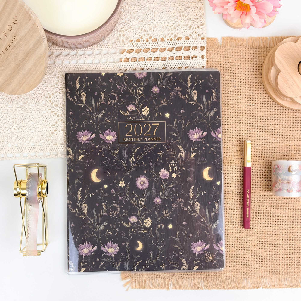 2027 planner with floral design on a decorative surface - hover