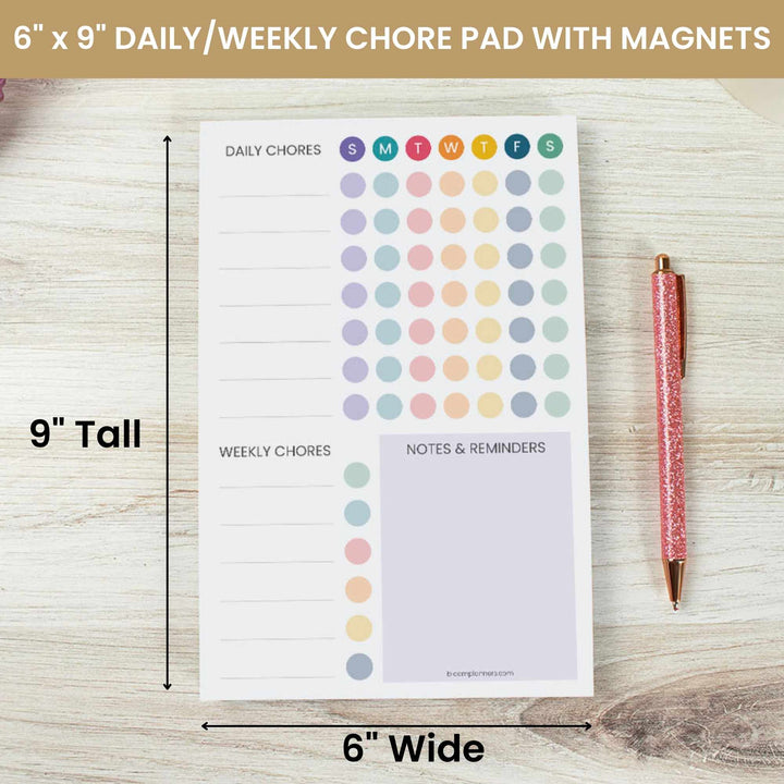 Planning Pad, 6" x 9", Chore Pad with Magnets, Bright