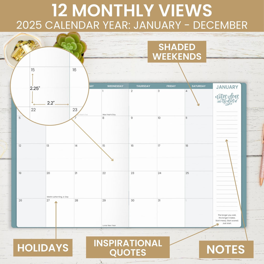 2025 Monthly Planner, 9" x 12", Blooming Wildly