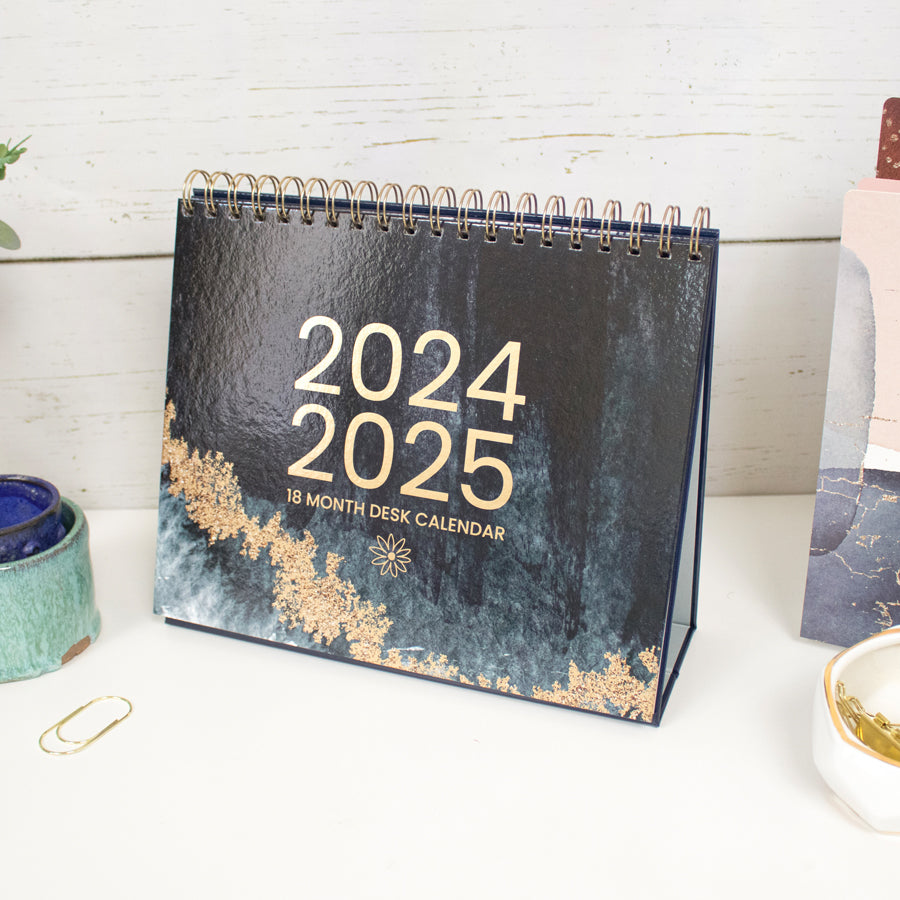 2024-2025 18 Month Standing Flip Desk Calendar, 8 x 10, Watercolor