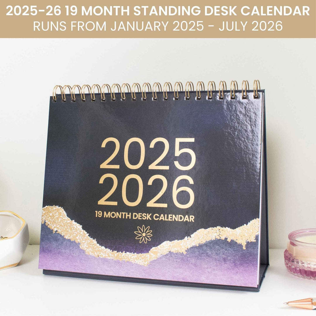 2025-2026 19 Month Standing Flip Desk Calendar, 8" x 10", Watercolor