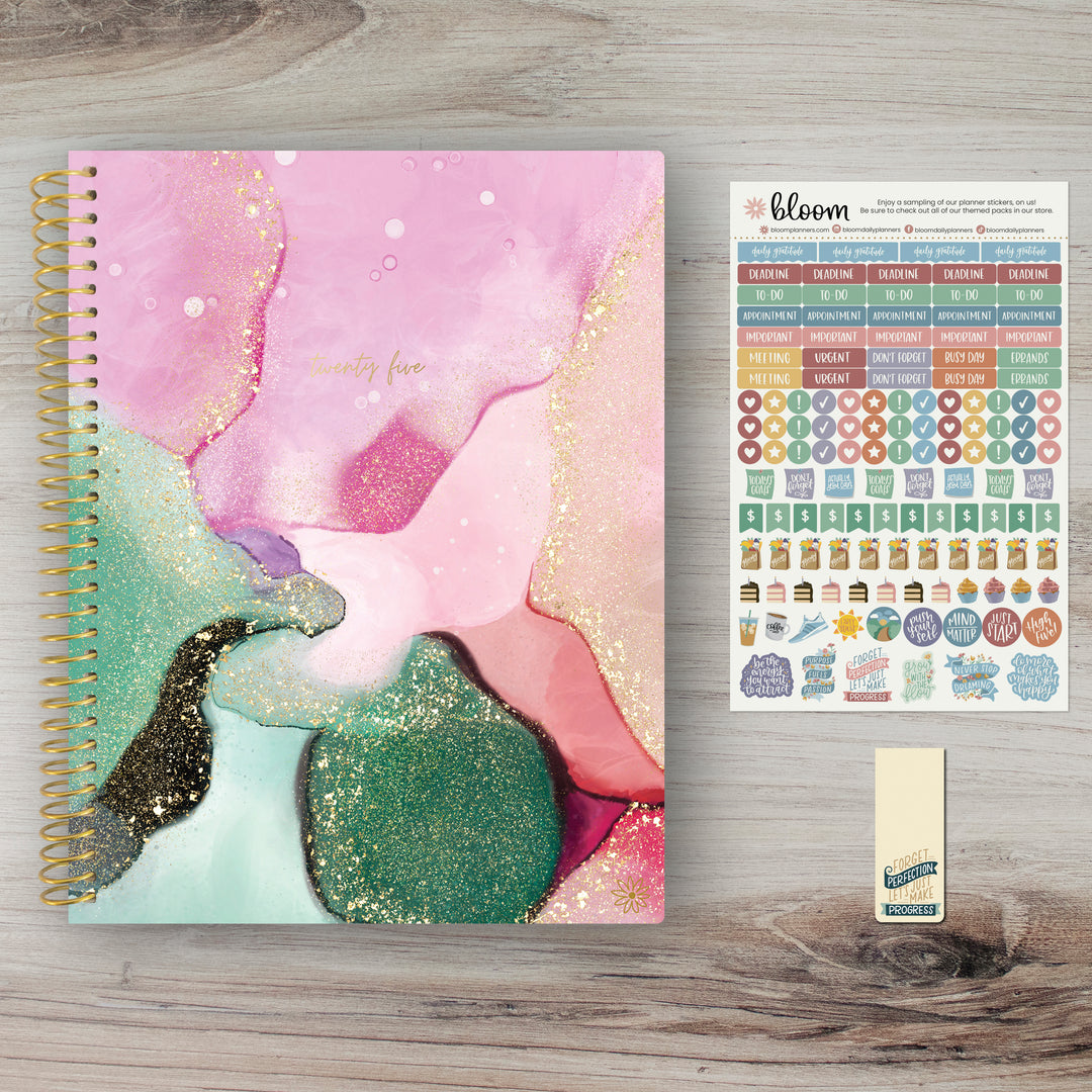 2025 Soft Cover Planner, 8.5" x 11", Alcohol Ink