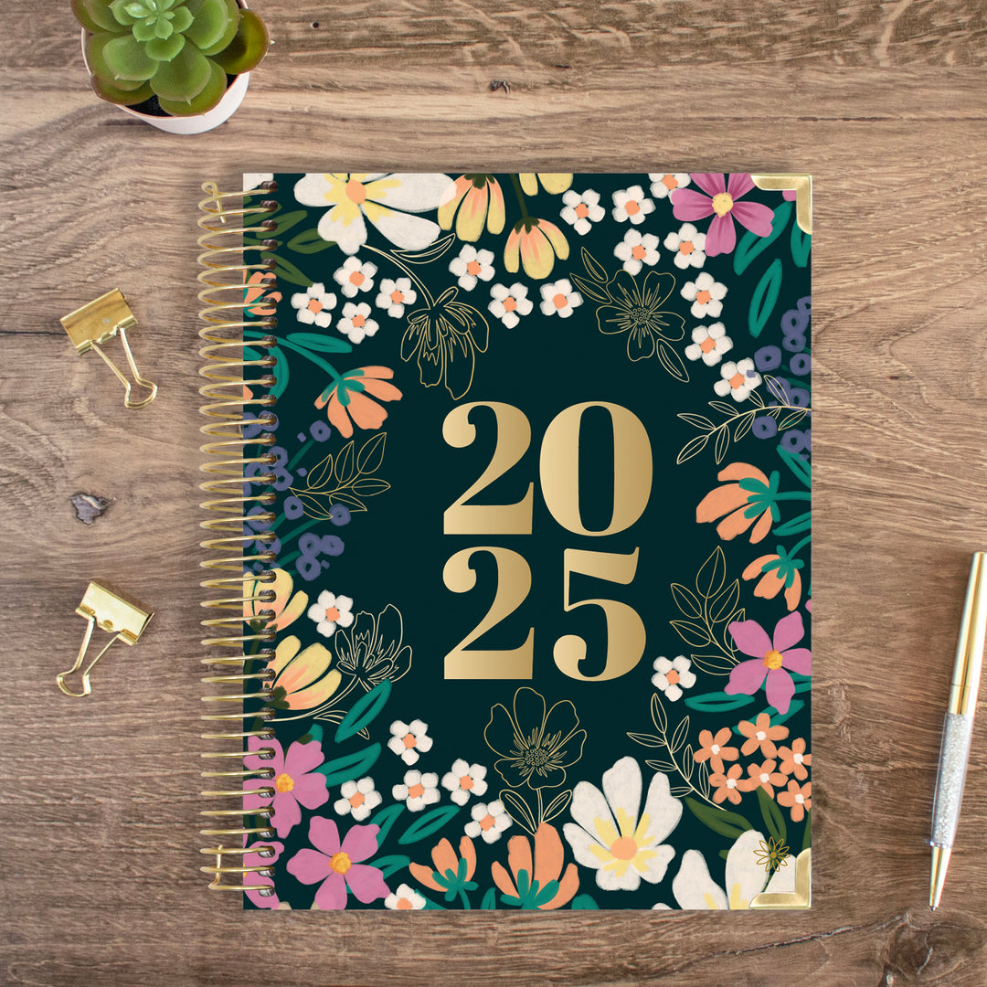 2025 Hard Cover Planner, 8.5" x 11", Blooming Wildly