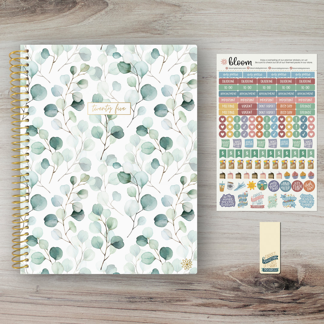 2025 Soft Cover Planner, 8.5" x 11", Boho Greenery