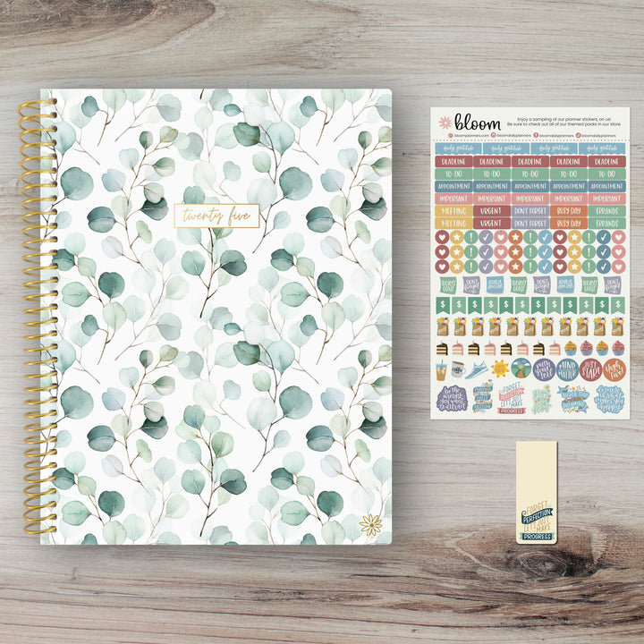 2025 Soft Cover Planner, 8.5" x 11", Boho Greenery