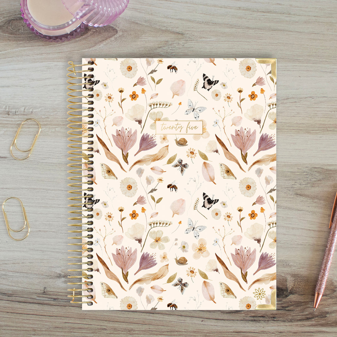 2025 Hard Cover Planner, 8.5" x 11", Butterfly Garden