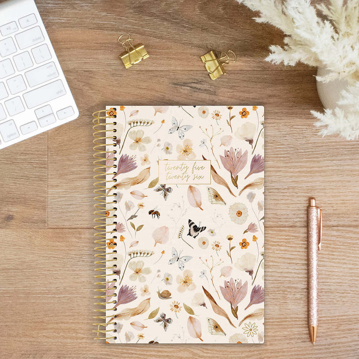 2025-26 Soft Cover Planner, 5.5" x 8.25", Butterfly Garden