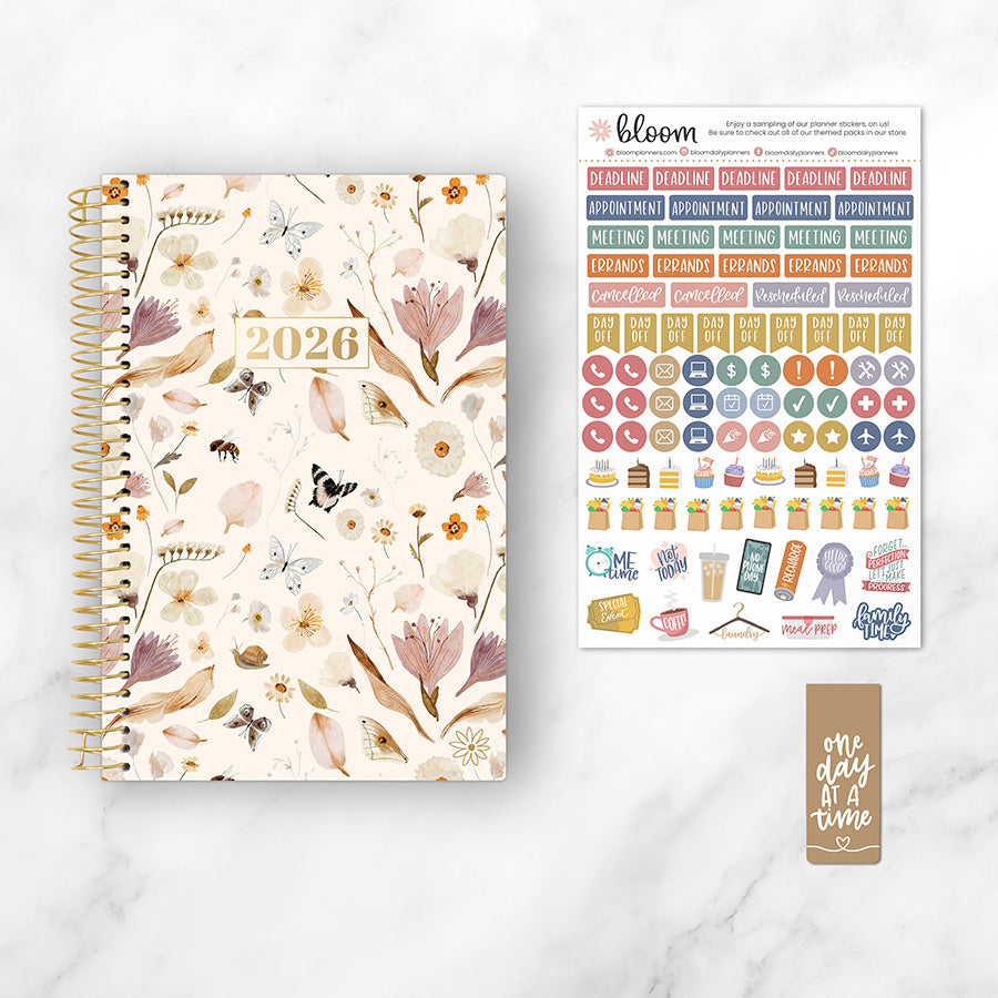 2026 Soft Cover Planner, 5.5" x 8.25", Butterfly Garden