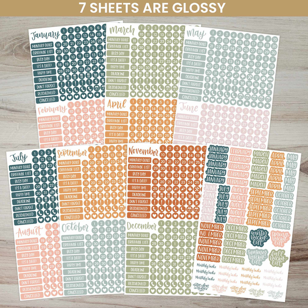 Planner Stickers, Calendar Essentials Pack, Sweater Weather