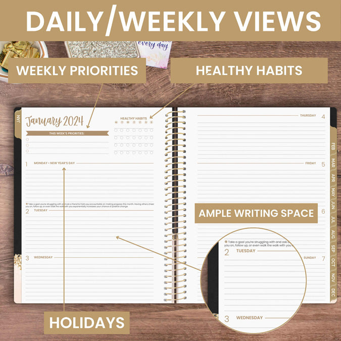 Executive Leather Weekly Planner for 2024 | ROYCE New York