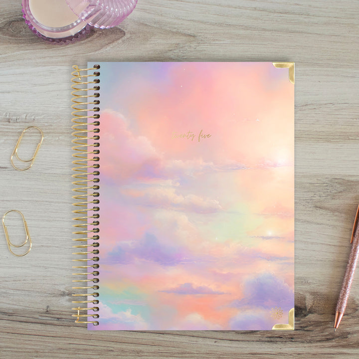 2025 Hard Cover Planner, 8.5" x 11", Cotton Candy Clouds