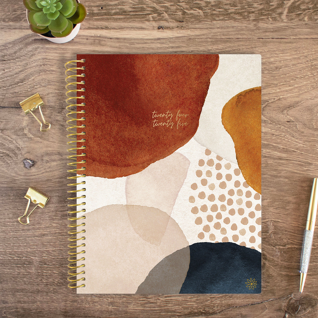 2024-25 Soft Cover Planner, 8.5" x 11", Earthy Abstract, Blue
