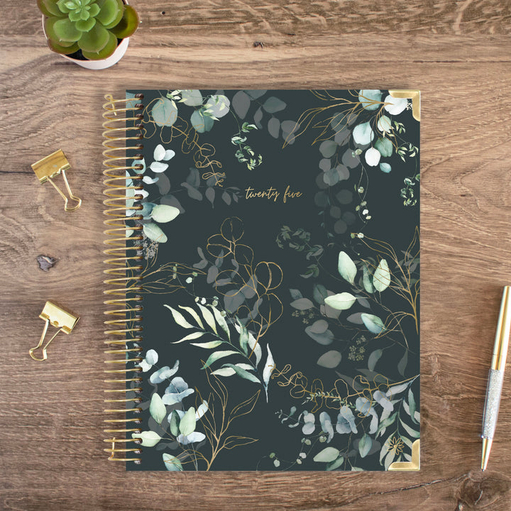 2025 Hard Cover Planner, 8.5" x 11", Eucalyptus, Green