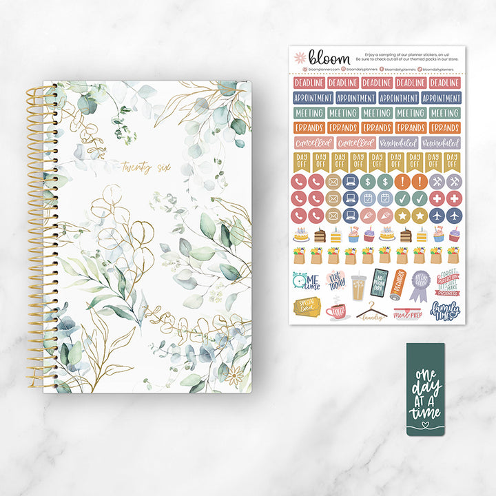 2026 Soft Cover Planner, 5.5" x 8.25", Eucalyptus, White
