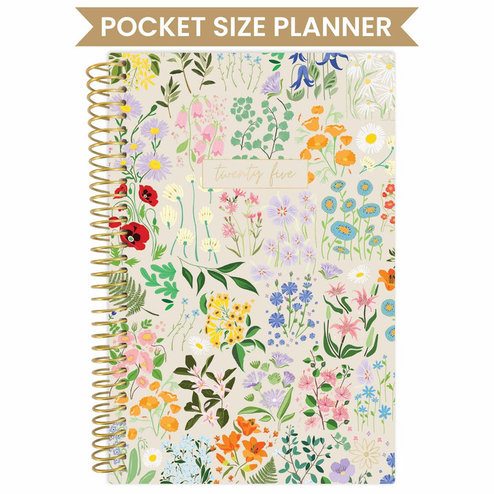 2025 Soft Cover Planner, 4" x 6", Garden Party, Beige