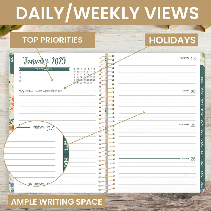 2025 Soft Cover Planner, 5.5" x 8.25", Garden Party, Beige
