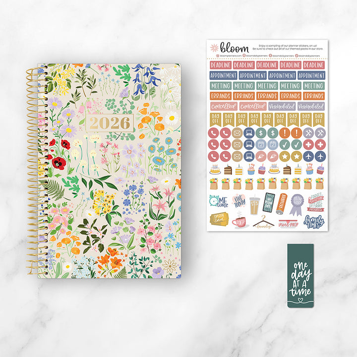2026 Soft Cover Planner, 5.5" x 8.25", Garden Party, Beige