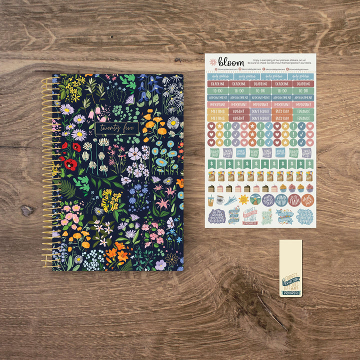 2025 Soft Cover Planner, 5.5" x 8.25", Garden Party, Navy