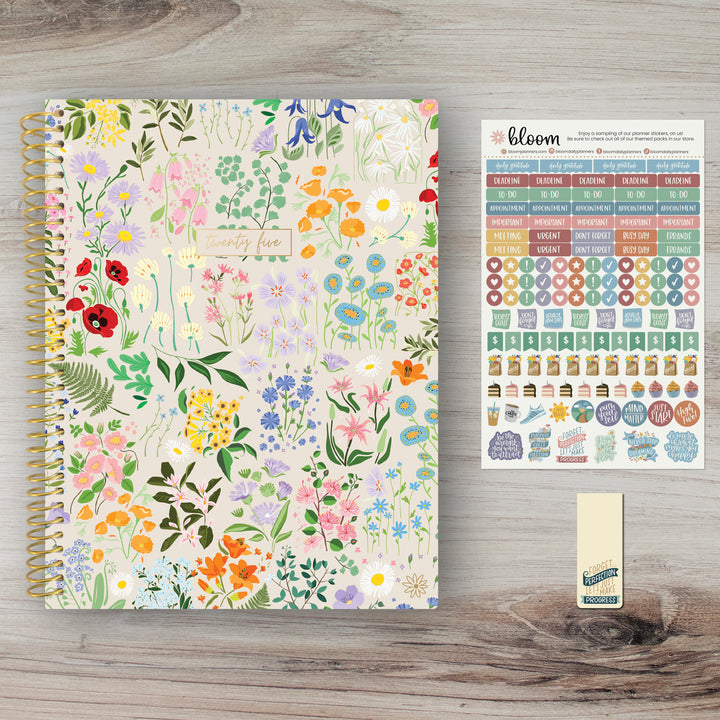 2025 Soft Cover Planner, 8.5" x 11", Garden Party, Beige