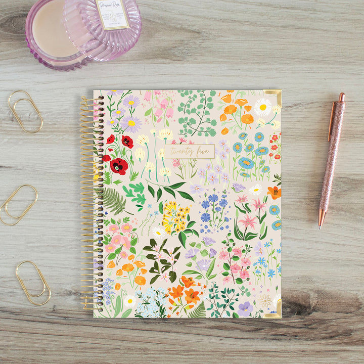 2025 Vision Planner, 7.5" x 9", Garden Party, Beige