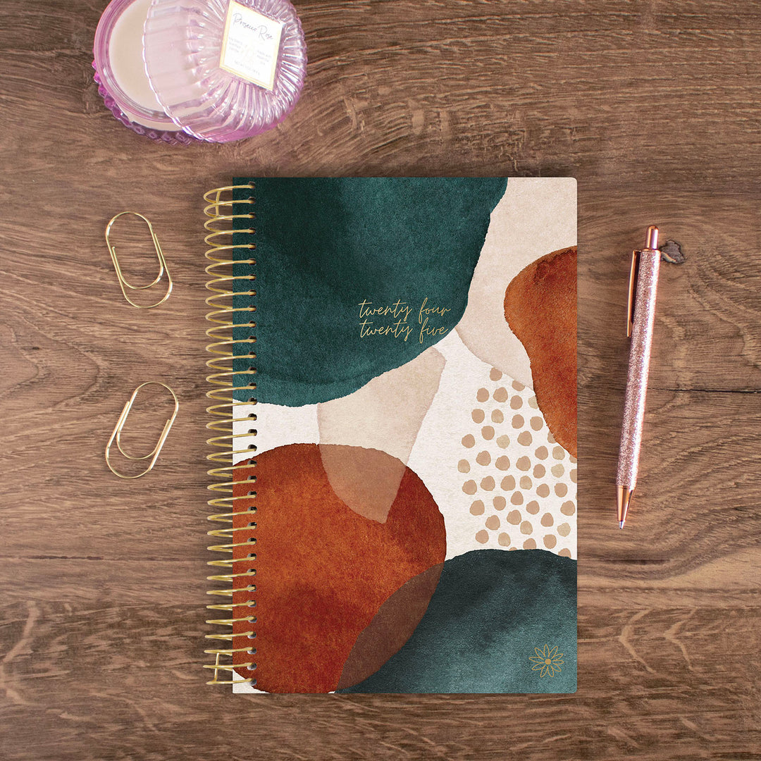 2024-25 Soft Cover Planner, 5.5" x 8.25", Earthy Abstract, Green