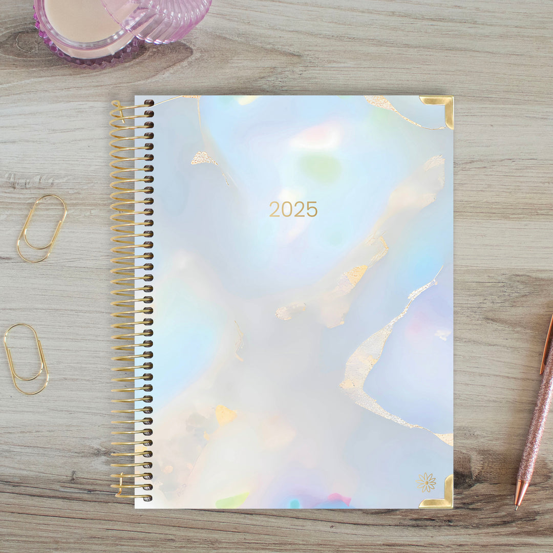 2025 Hard Cover Planner, 8.5" x 11", Iridescent Opal