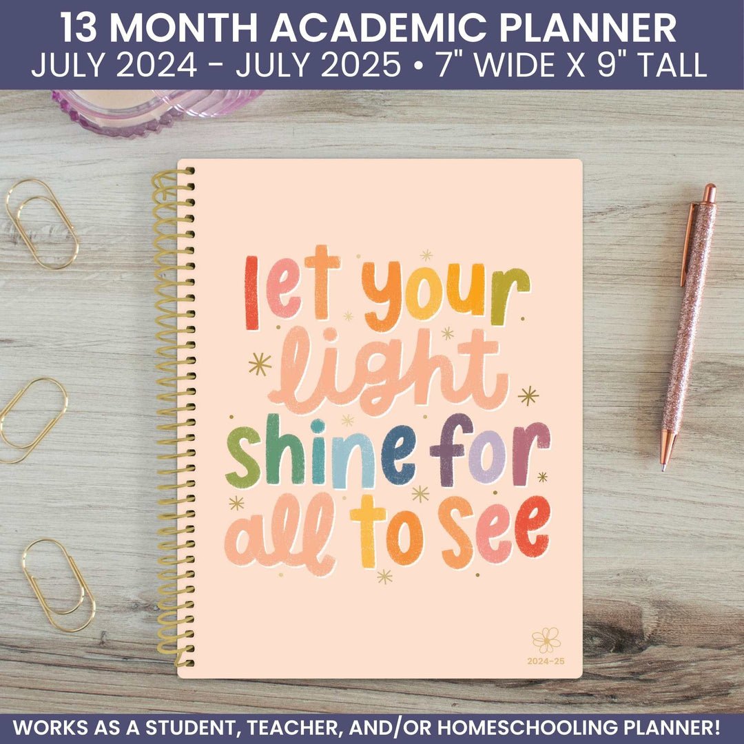 2024-25 Soft Cover Daisy Student Planner, 7" x 9", Let Your Light Shine