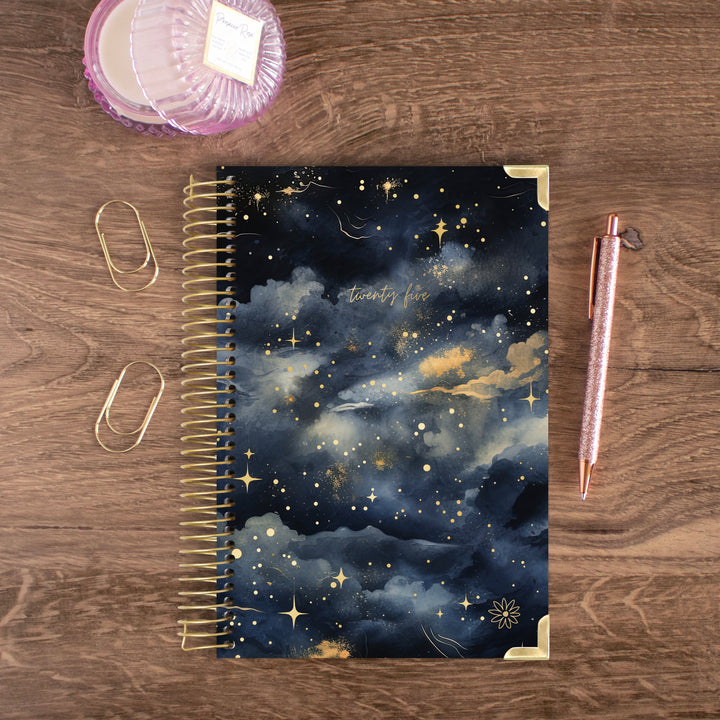 2025 Hard Cover Planner, 5.5" x 8.25", Midnight Sky