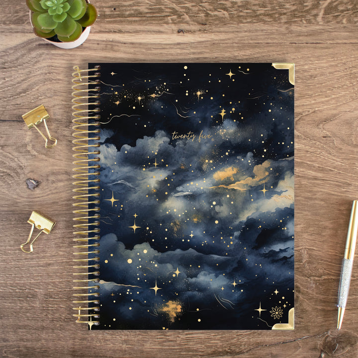 2025 Hard Cover Planner, 8.5" x 11", Midnight Sky