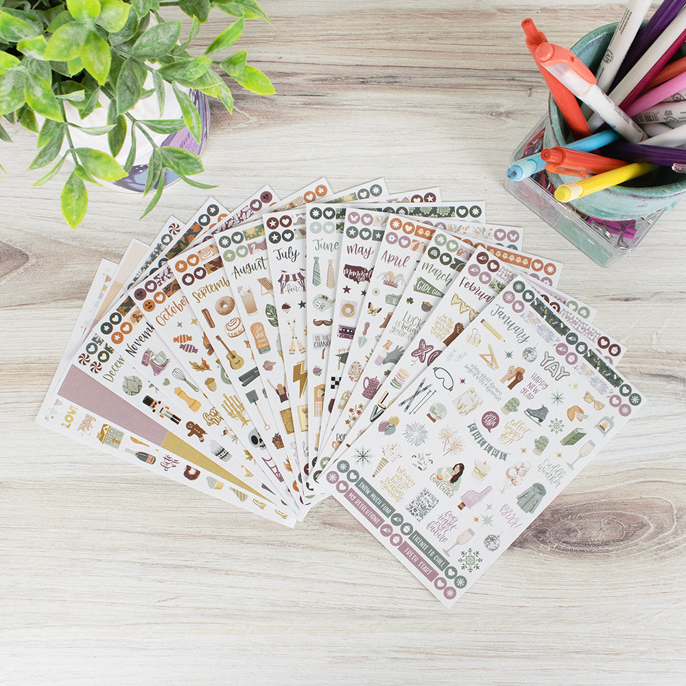 Planner Sticker Value Pack, Monthly Celebrations, Cool Tones