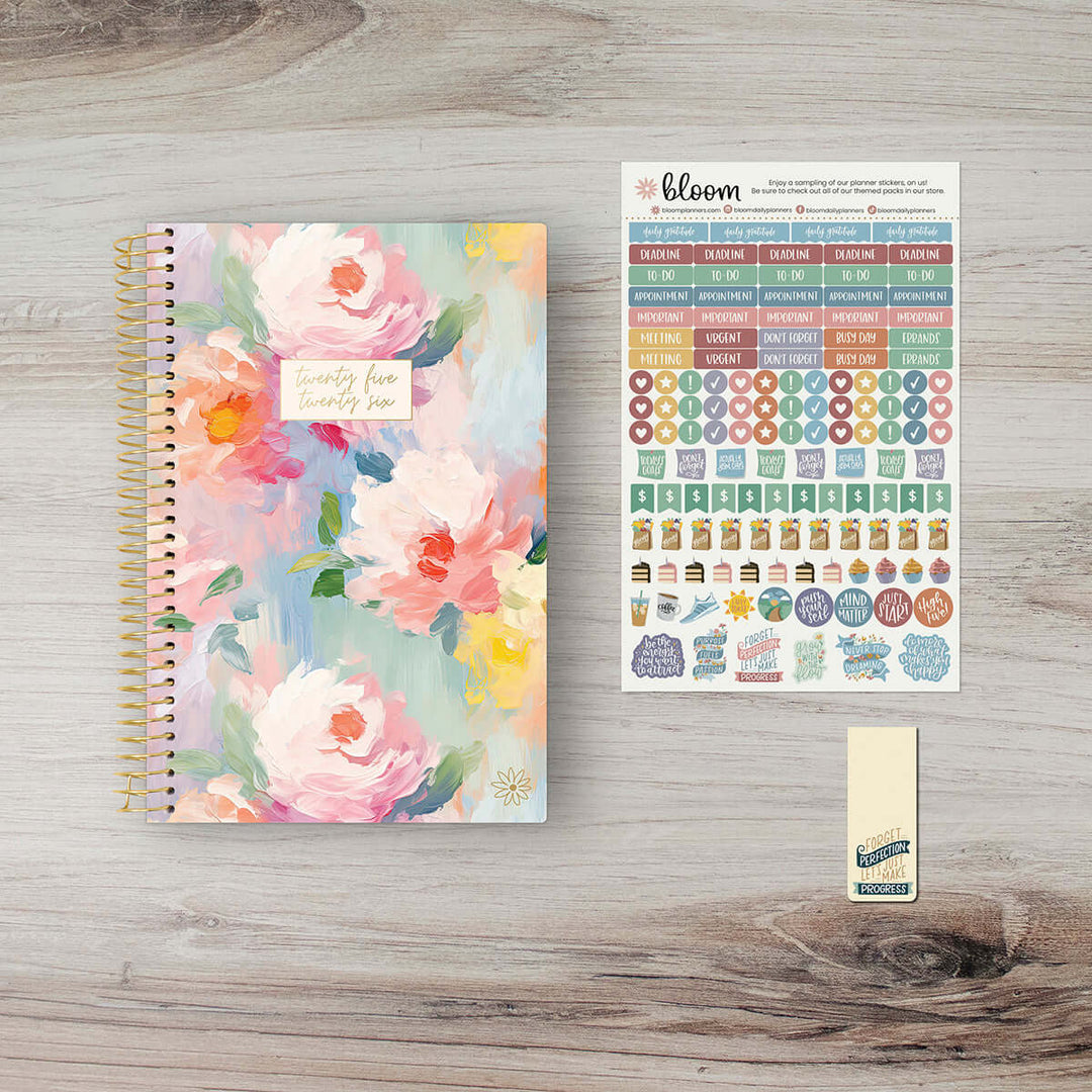 2025-26 Soft Cover Planner, 5.5" x 8.25", Painted Peonies