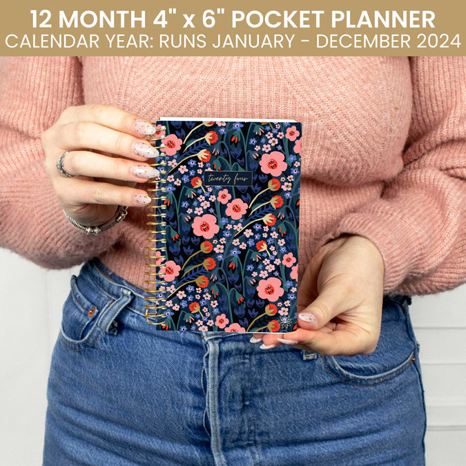 2024 Soft Cover Planner, 4" x 6", Poppy Meadow