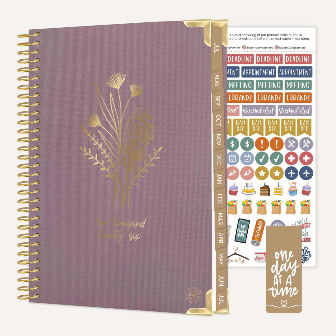 2026-27 Hard Cover Planner, 5.5" x 8.25" | Purple Linen - bloom daily planners
